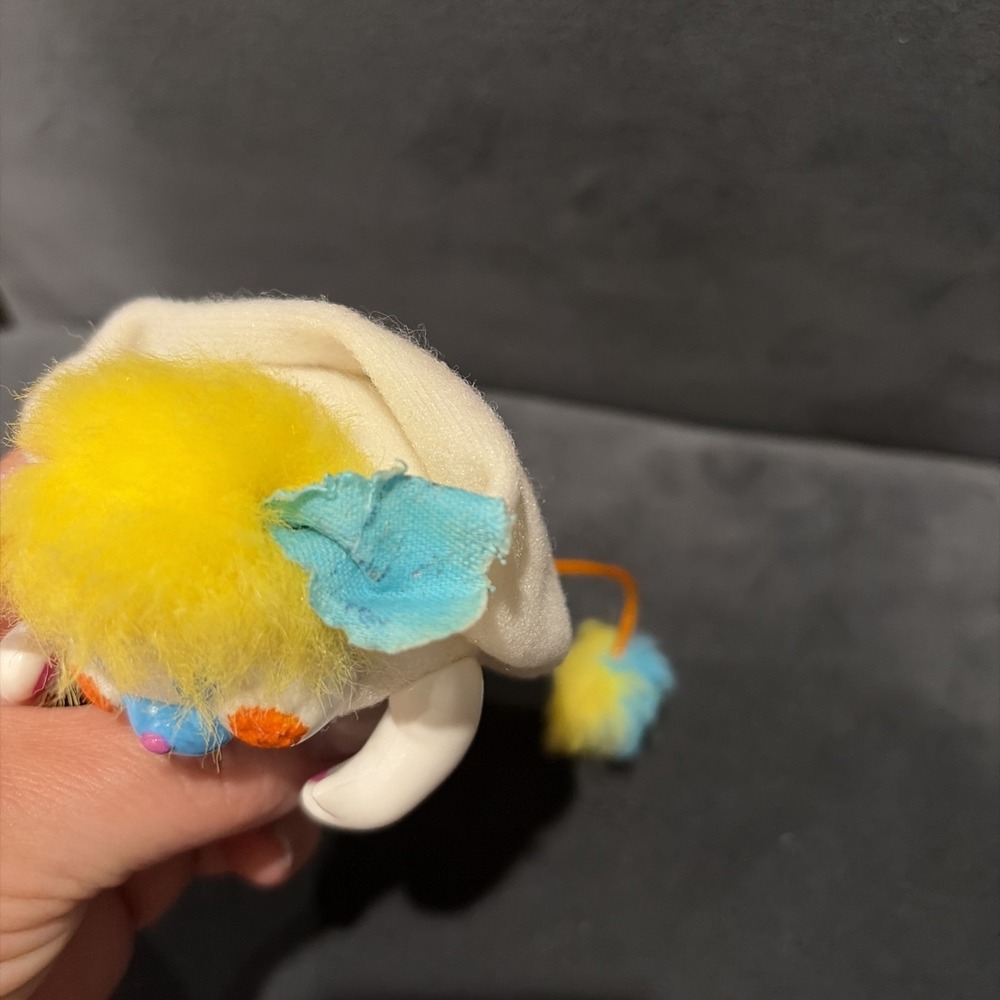 Vintage 1986 Mattel White Pocket Popple "Puffball", Poseable 3" Mini Plush #1247 - Picture 7 of 10